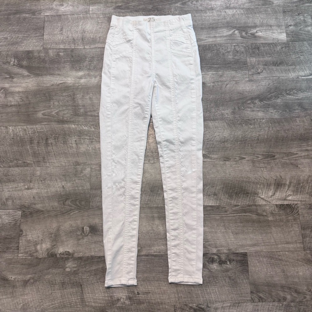We the Free People Feel Alright Skinny White Pull On Mid Rise Pants Womens Sz 25